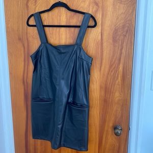 Vegan leather shift mini dress